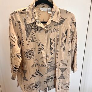 Artisan Direct Beige Geometric Button Down Shirt
